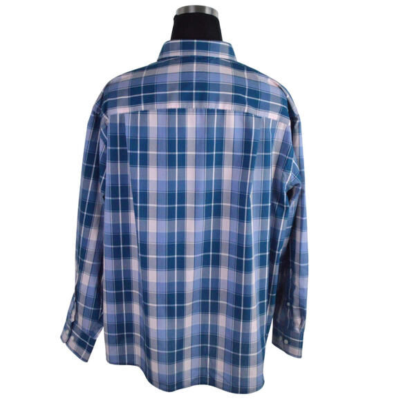 Oak Hill Mens Shirt 1XT Blue White Gray Stripe Wrinkle Free Cool Dry 100% Cotton - Picture 5 of 7